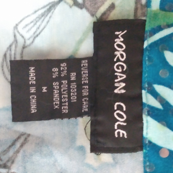 Morgan Cole M Turquoise Lime Zip Front Stretch Top - Picture 3 of 4